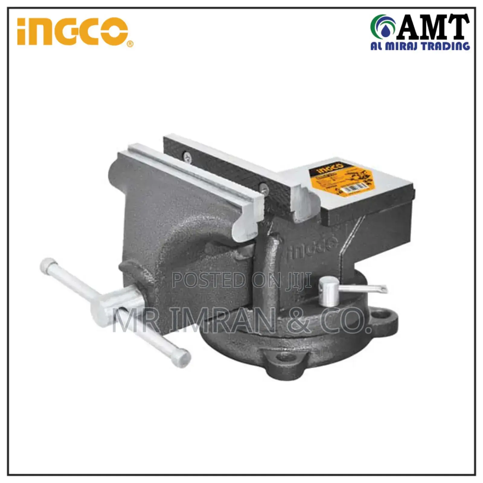 Heavy-duty Bench Vise With A Swivel Base And Anvil.
