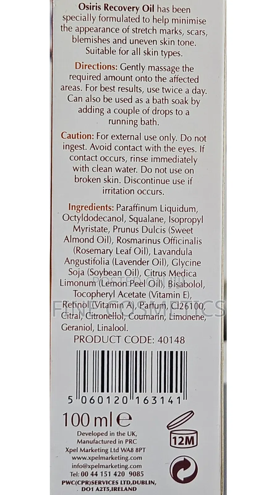 Stretch Marks Remover Recovery Oil by Osiris for Scars and Blemishes
