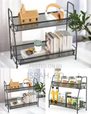 Two-tiered Metal Mesh Multipurpose Storage Shelf