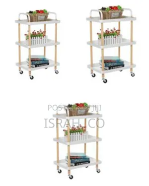 Multi-Purpose Three-Tier Rolling Utility Cart With Wood Accents