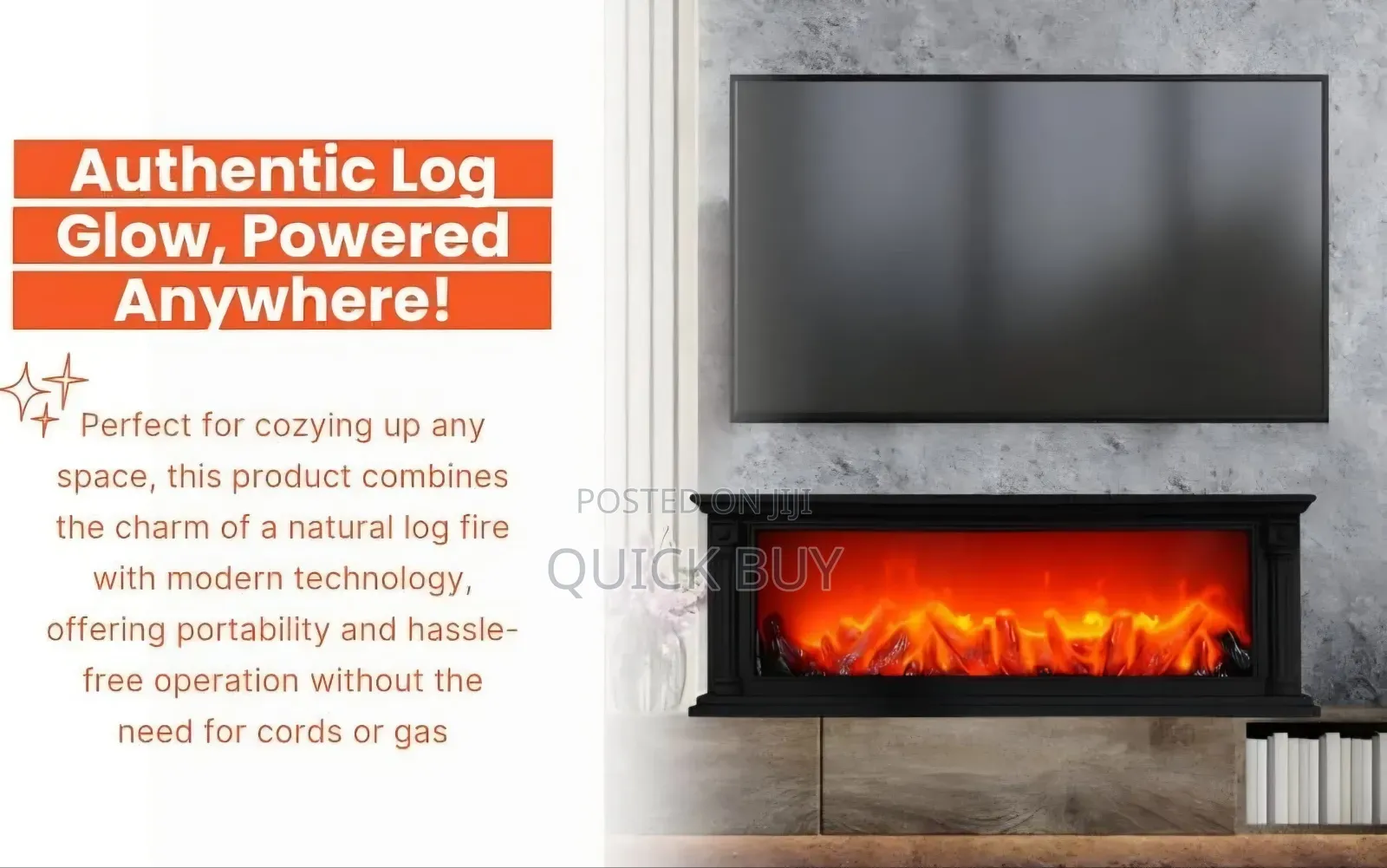 Portable Led Fireplace Black