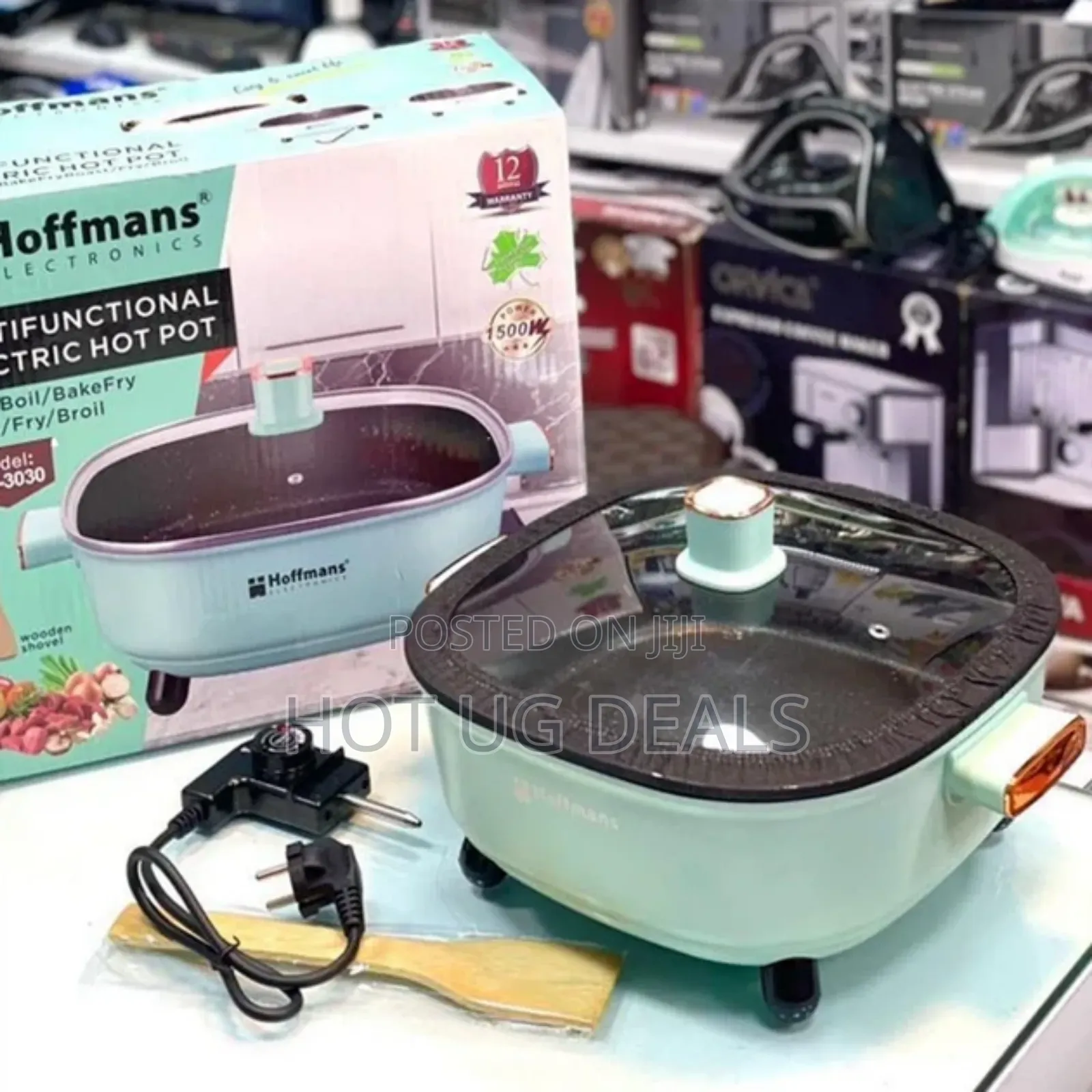 Hoffmans Hm-3030 Multifunctional Electric Hot Pot With Wooden Spatula