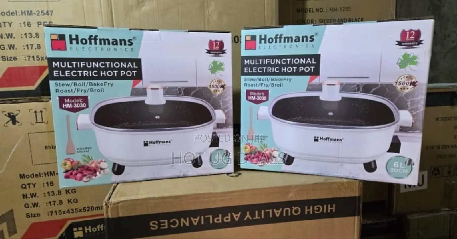 Hoffmans Hm-3030 Multifunctional Electric Hot Pot With Wooden Spatula