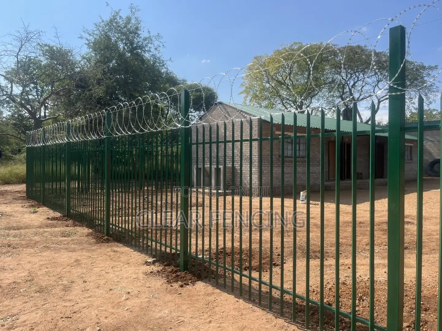 Palisade Capped With Flat Wrap Razor Wire Fencing