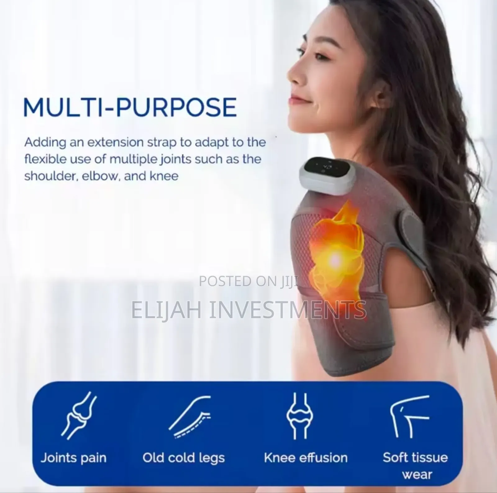 3-in-1 Knee Massager Pad With Heat and Vibration Functions.