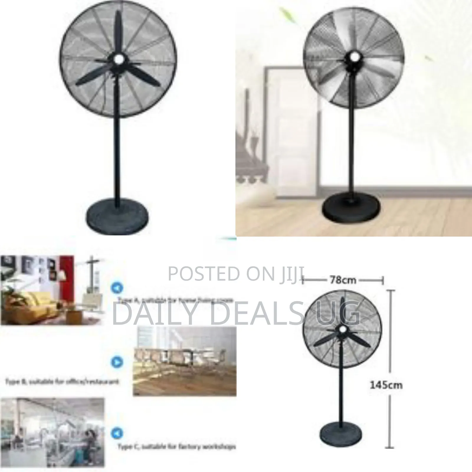 Heavy-Duty Industrial-Grade High-Velocity Pedestal Fan - Multicolor