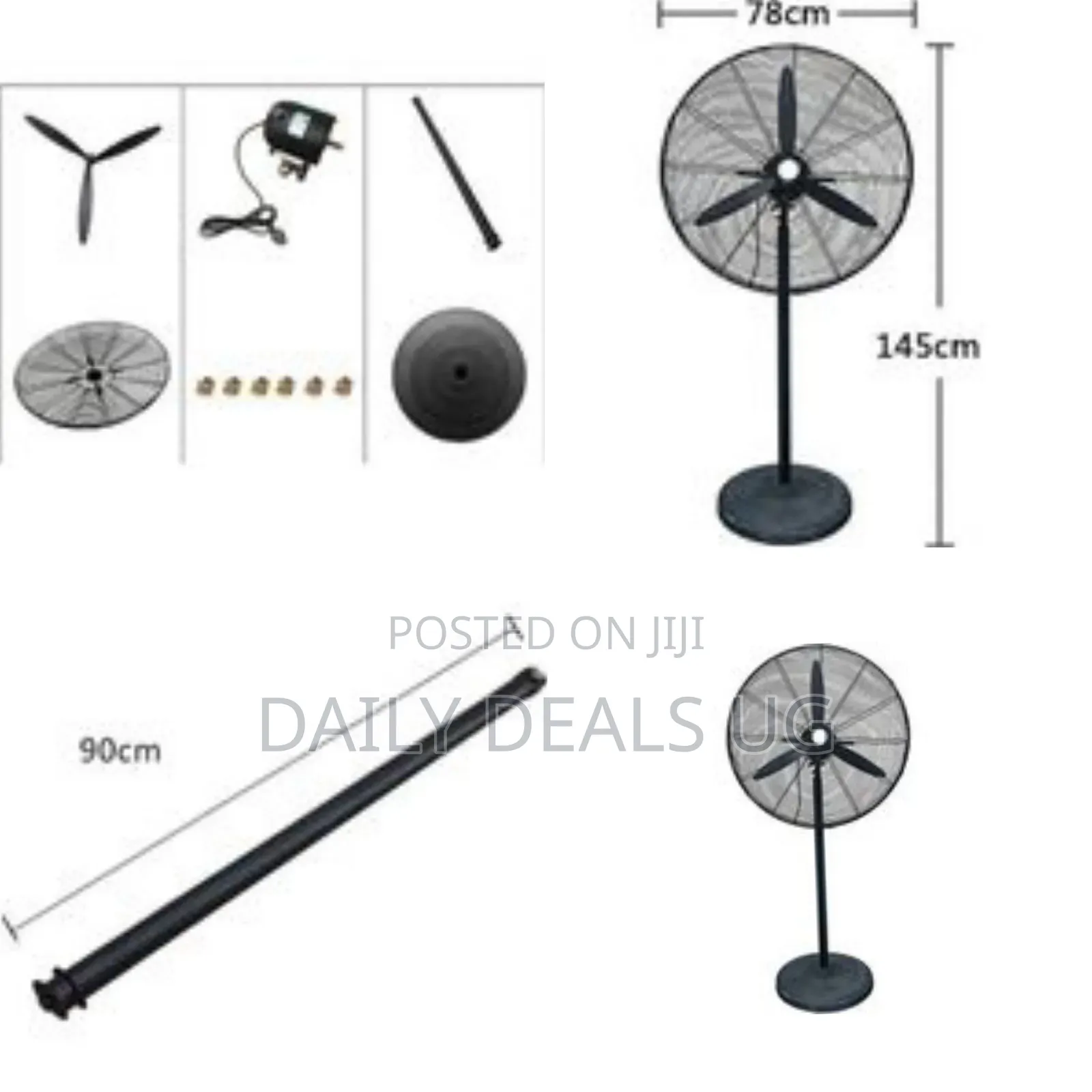 Heavy-Duty Industrial Pedestal Fan - Multicolor