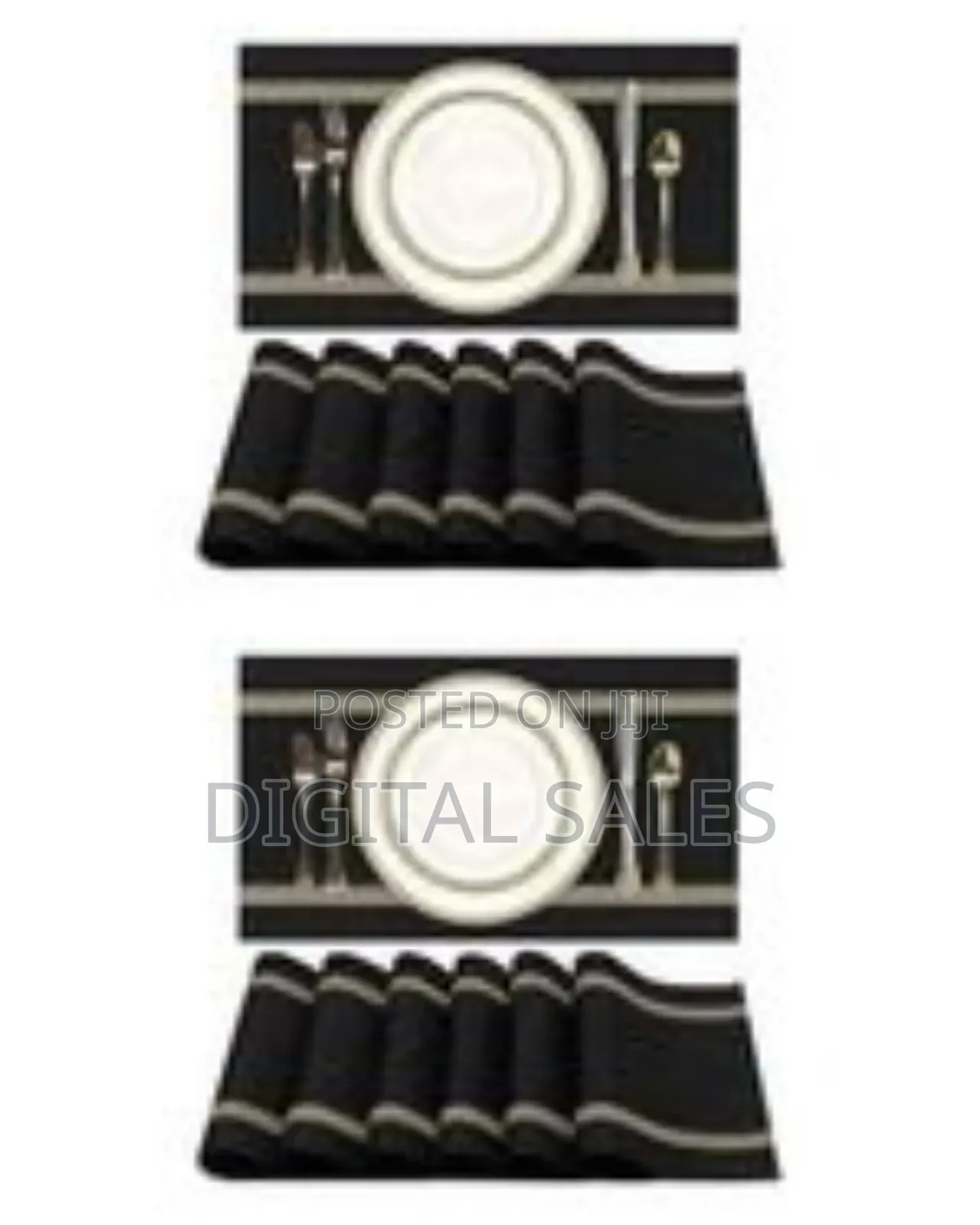 Elegant Woven Placemat Set With Contrasting Stripe