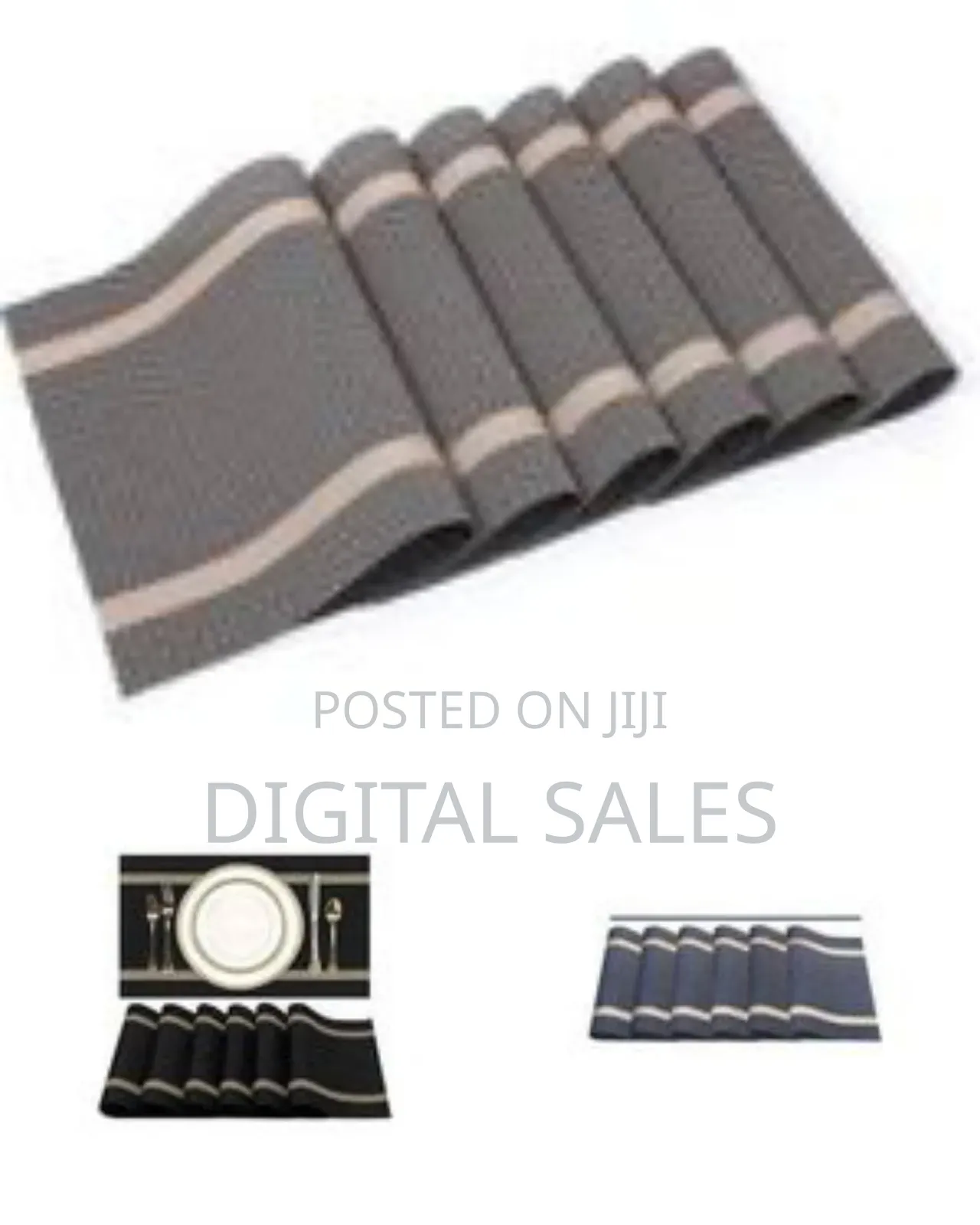Elegant Woven Placemat Set With Contrasting Stripe