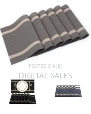 Elegant Woven Placemat Set With Contrasting Stripe