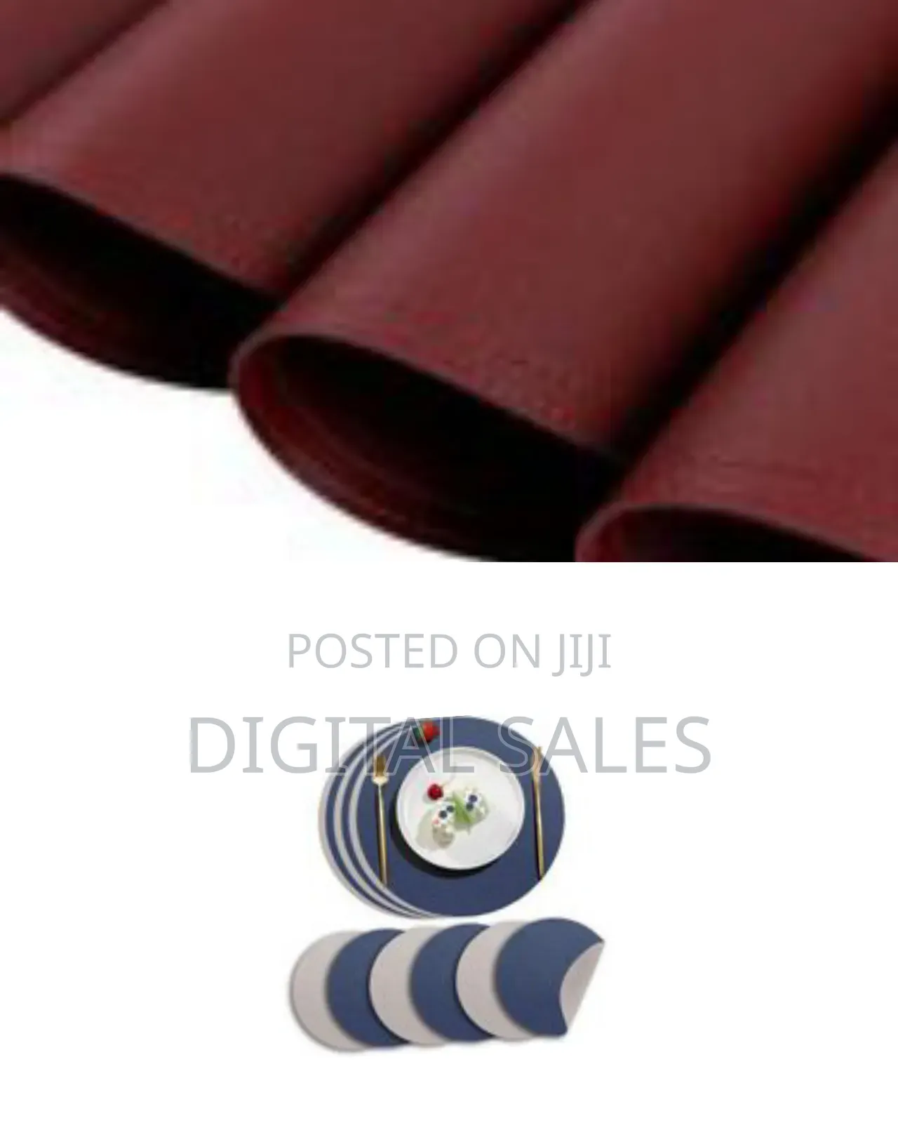 Modern Circular Faux-Leather Placemat Set (6 Pack)