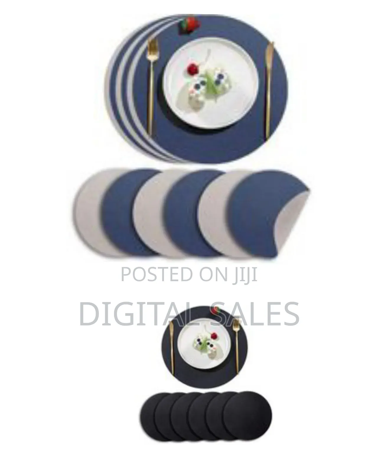 Modern Circular Faux-Leather Placemat Set (6 Pack)