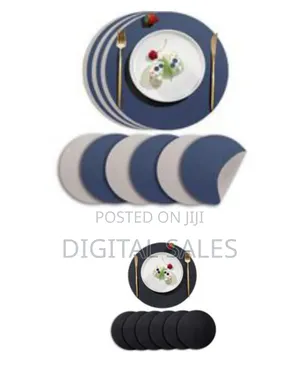 Modern Circular Faux-Leather Placemat Set (6 Pack)