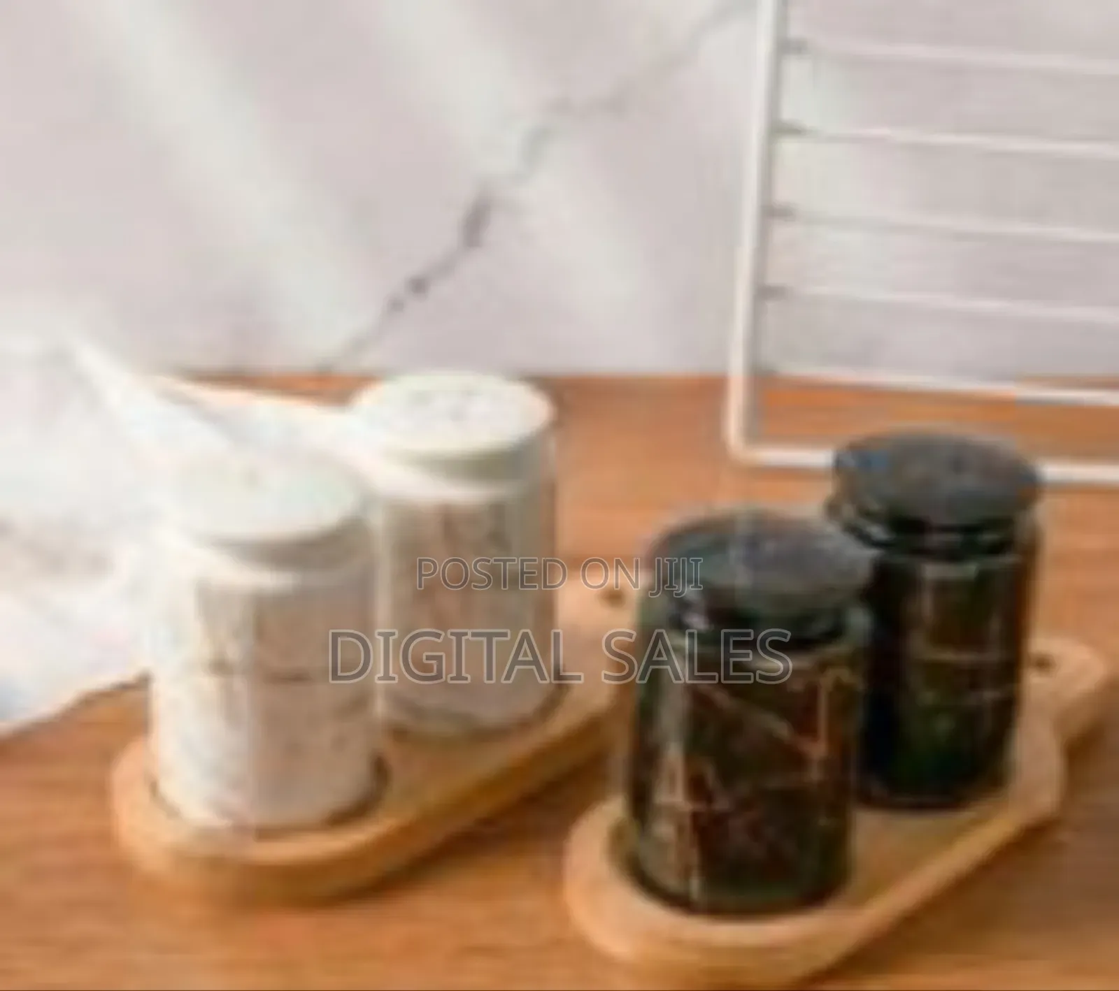 Artisan Ceramic Salt D Pepper Shaker Set With Bamboo Tray - Multicolor