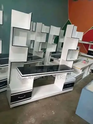 White and Black Polished Tvstand