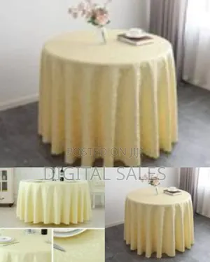 Elegant 3-Metre Round Tablecloth With a Decorative Pattern - Beige