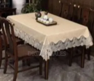 Luxurious Textured Tablecloth With Ornate Lace Border