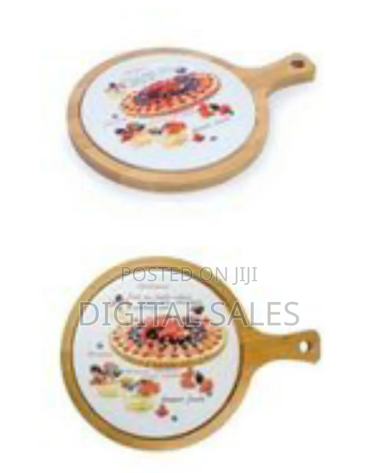 Bamboo Serving Board With Ceramic Dessert Platter Insert - Multicolor