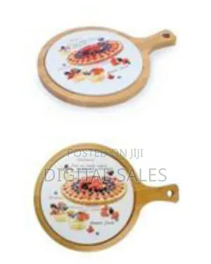 Bamboo Serving Board With Ceramic Dessert Platter Insert - Multicolor