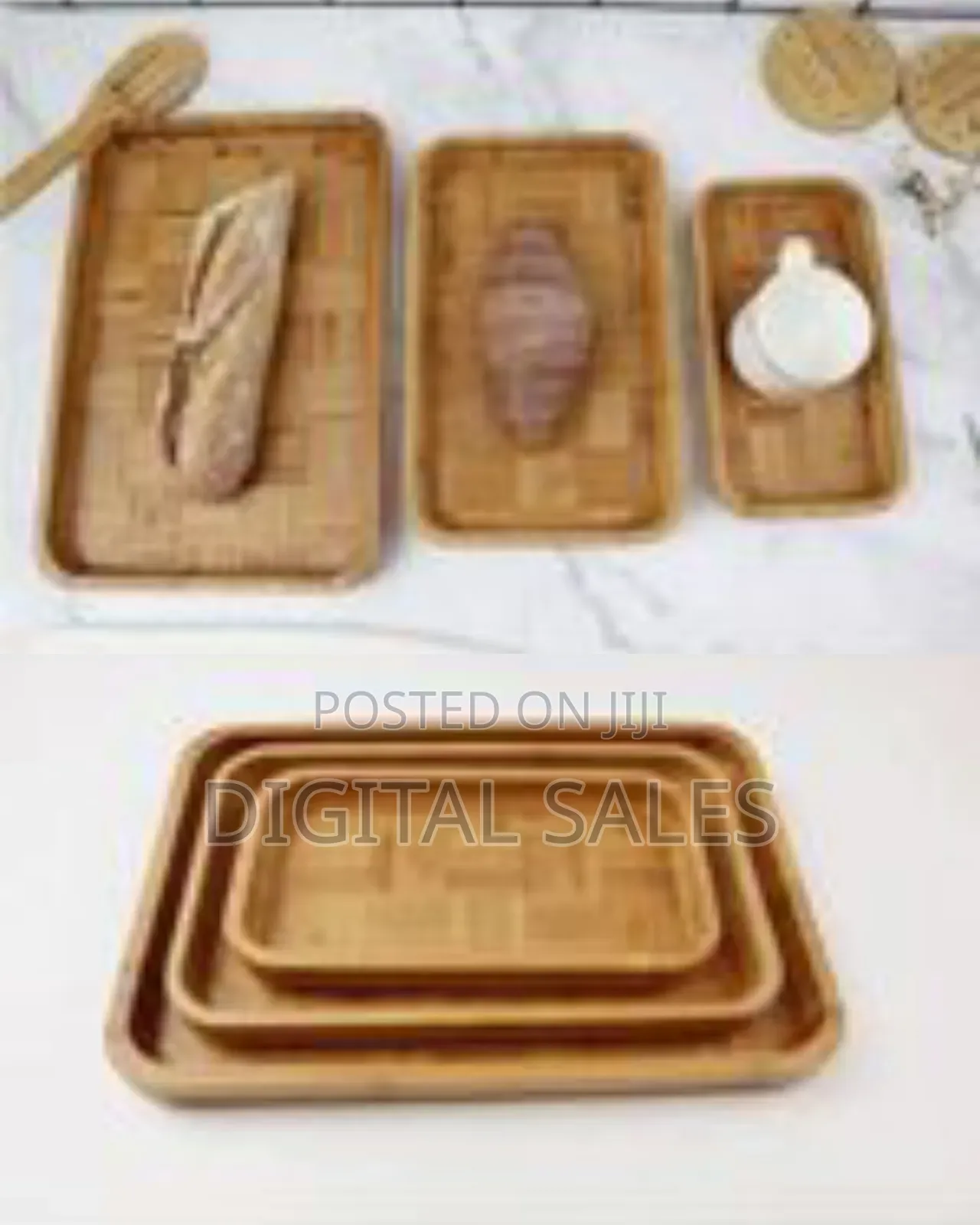Bamboo Serving Trays Set -