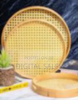 Bamboo Rattan Serving Tray Set