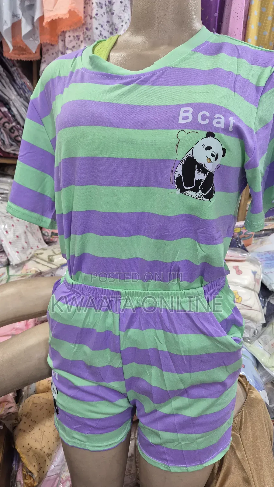 2 Pc Women Cotton Pajama Set Button-Down Short Sleeve Sleepwear