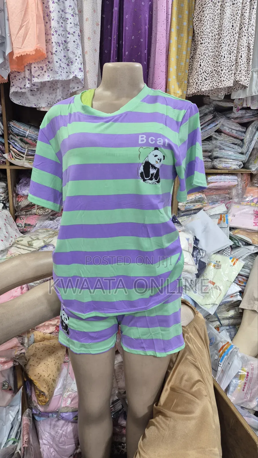 2 Pc Women Cotton Pajama Set Button-Down Short Sleeve Sleepwear
