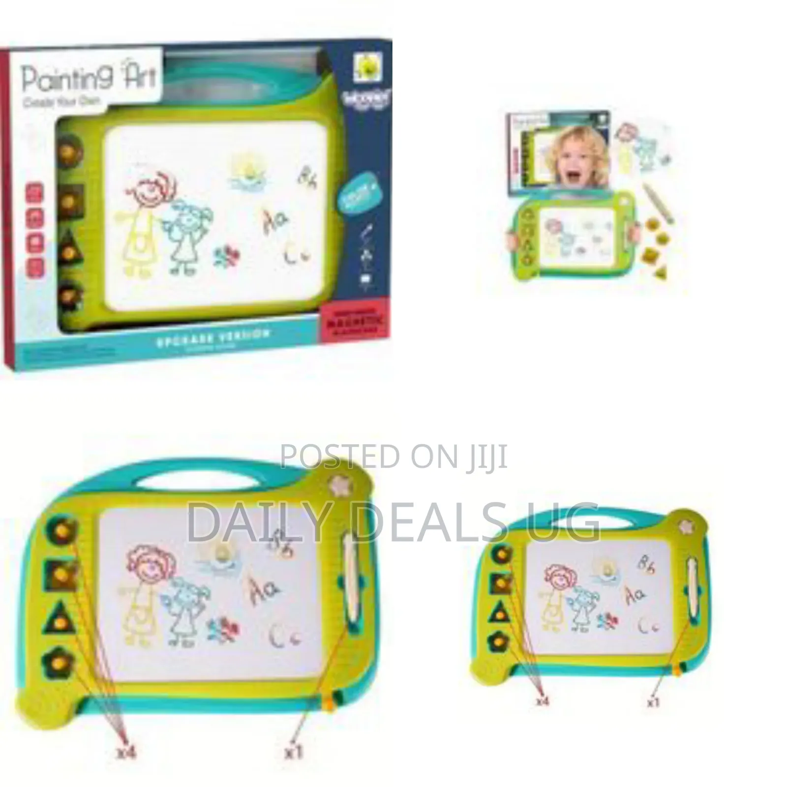 Portable Magnetic Color Drawing Board With Shape Stamps - Multicolor