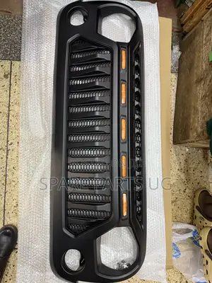 Jeep Wrangler Matte Black Angry Face Grill With 5 Amber Lights