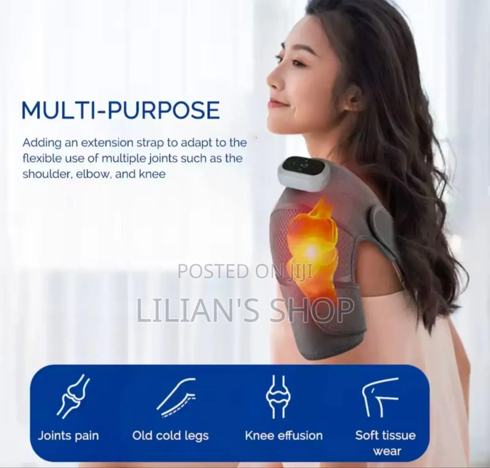 3-in-1 Knee Massager Pad With Heat and Vibration Functions.