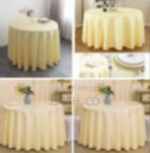 Elegant 3-Metre Round Tablecloth With a Decorative Pattern - Beige