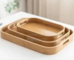 Set of Three Nested Bamboo Serving Trays - Multicolor