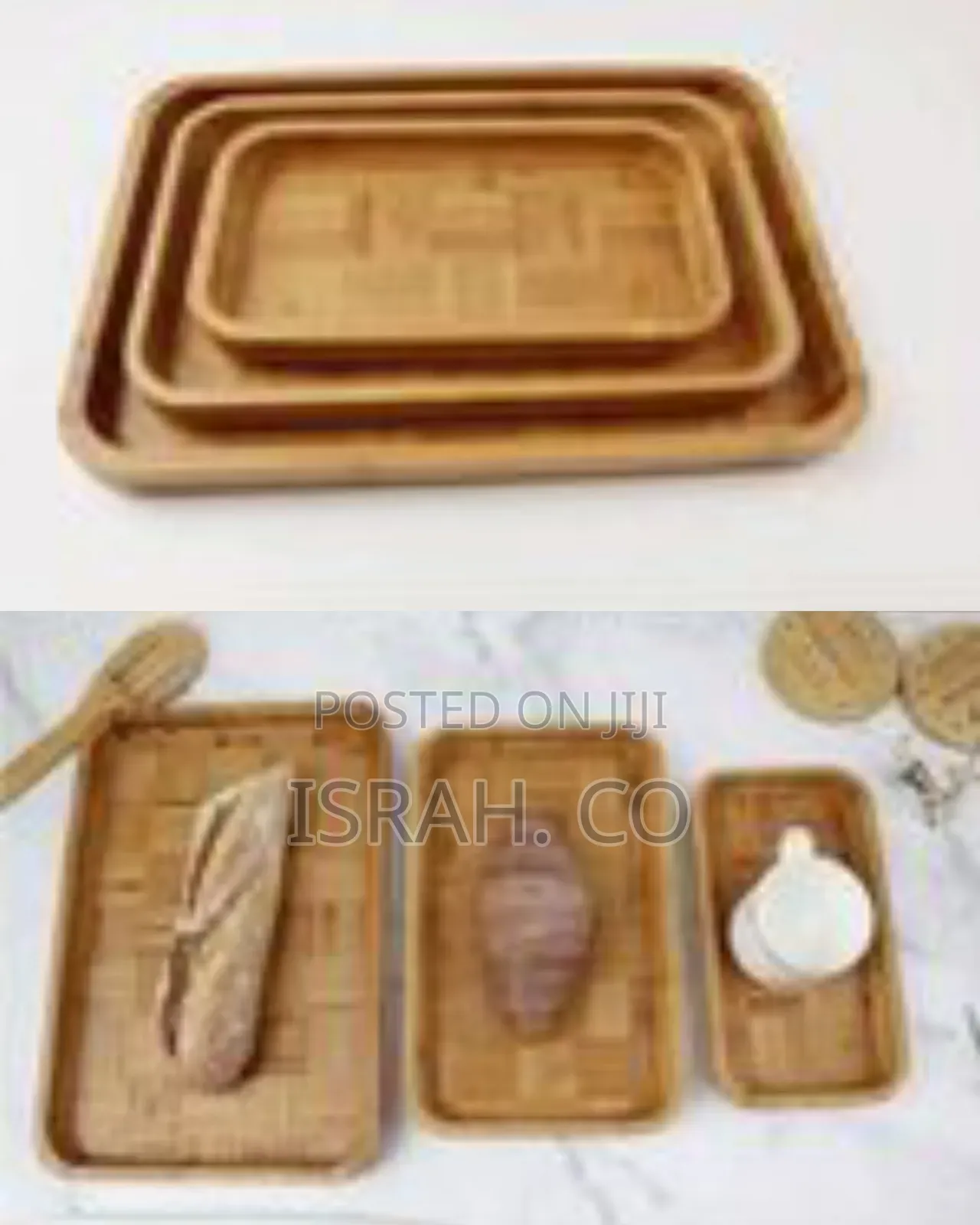 Bamboo Serving Trays Set - Multicolor