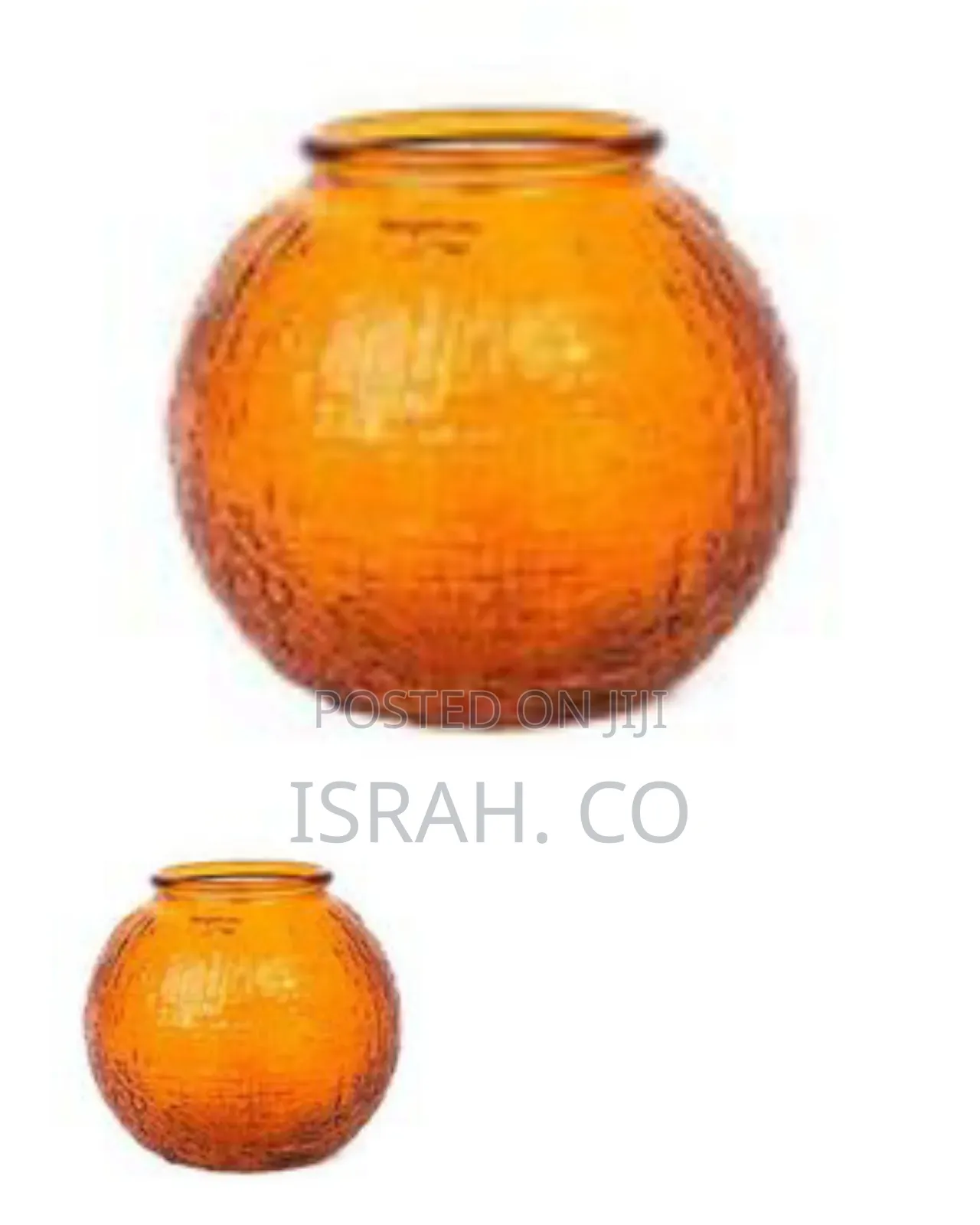 Textured Amber Glass Globe Lampshade / Decorative Vase