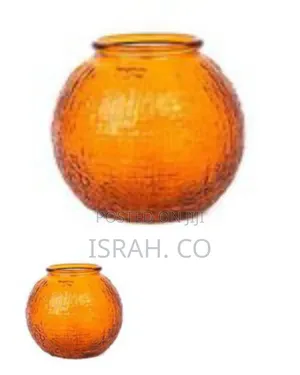 Textured Amber Glass Globe Lampshade / Decorative Vase