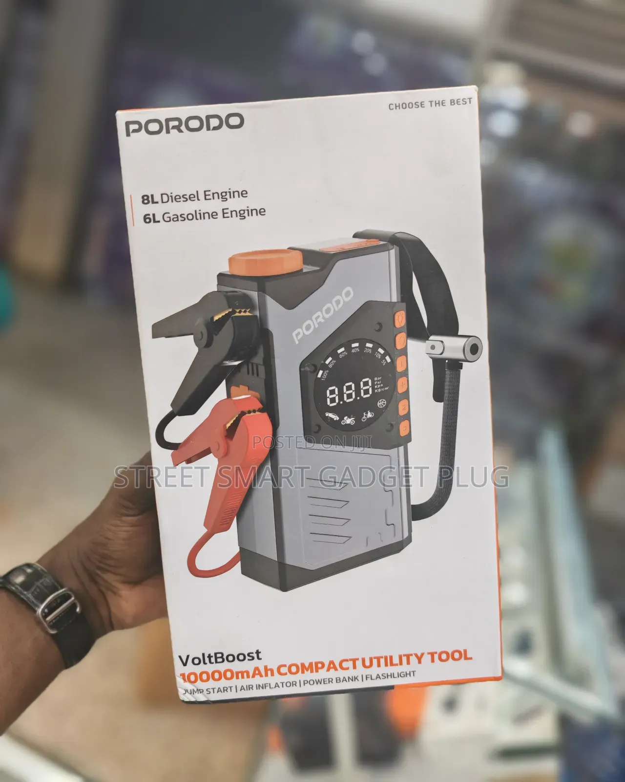 Porodo Volt Boost 10.000mah Jumpstarter /Airinfulator Power Bank