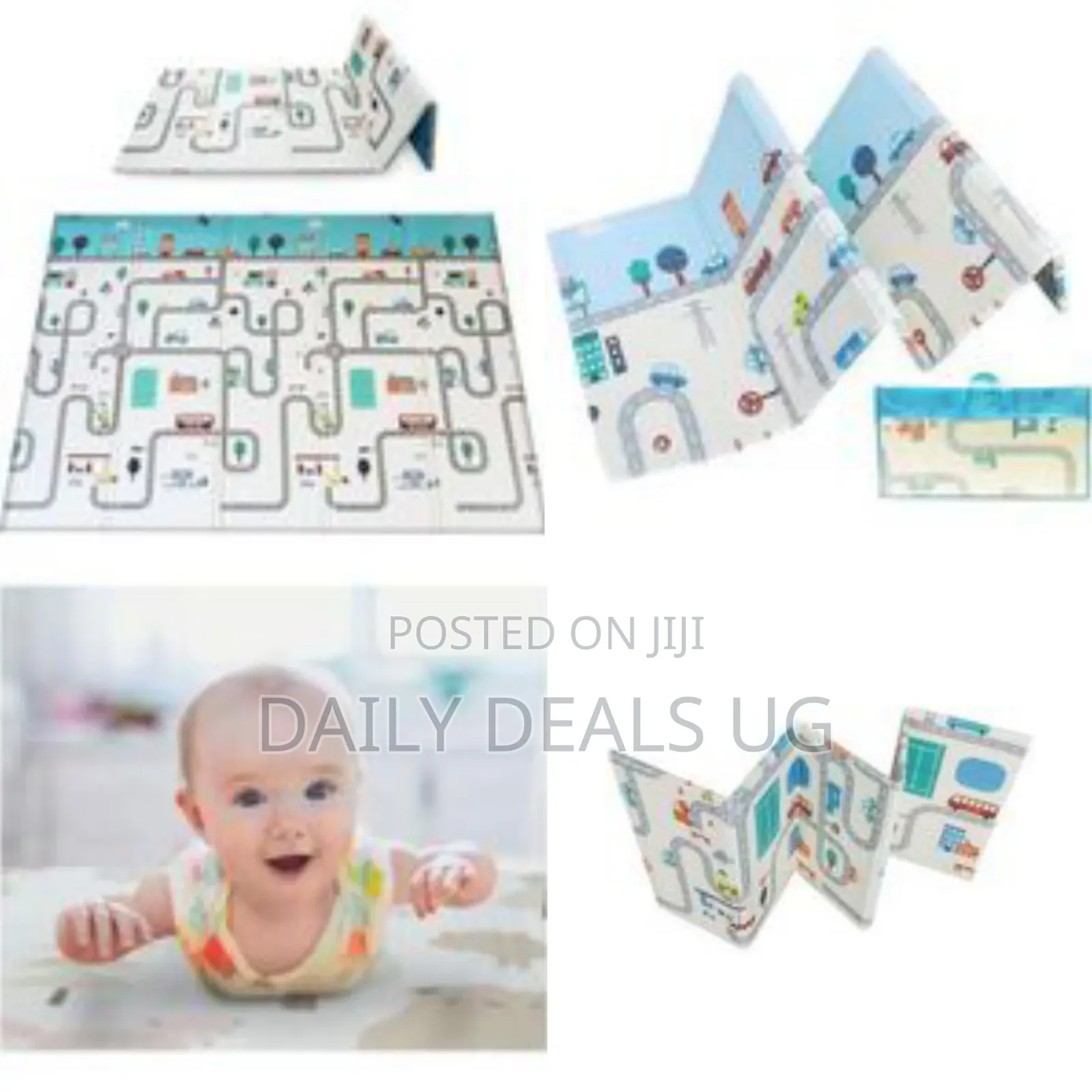 Foldable and Portable Baby/Toddler Play Mat With Interactive Roadway