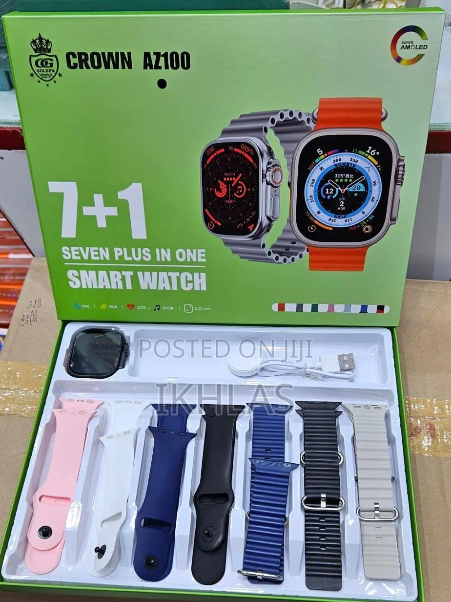 Crown Az100 Smartwatch With 7 Straps