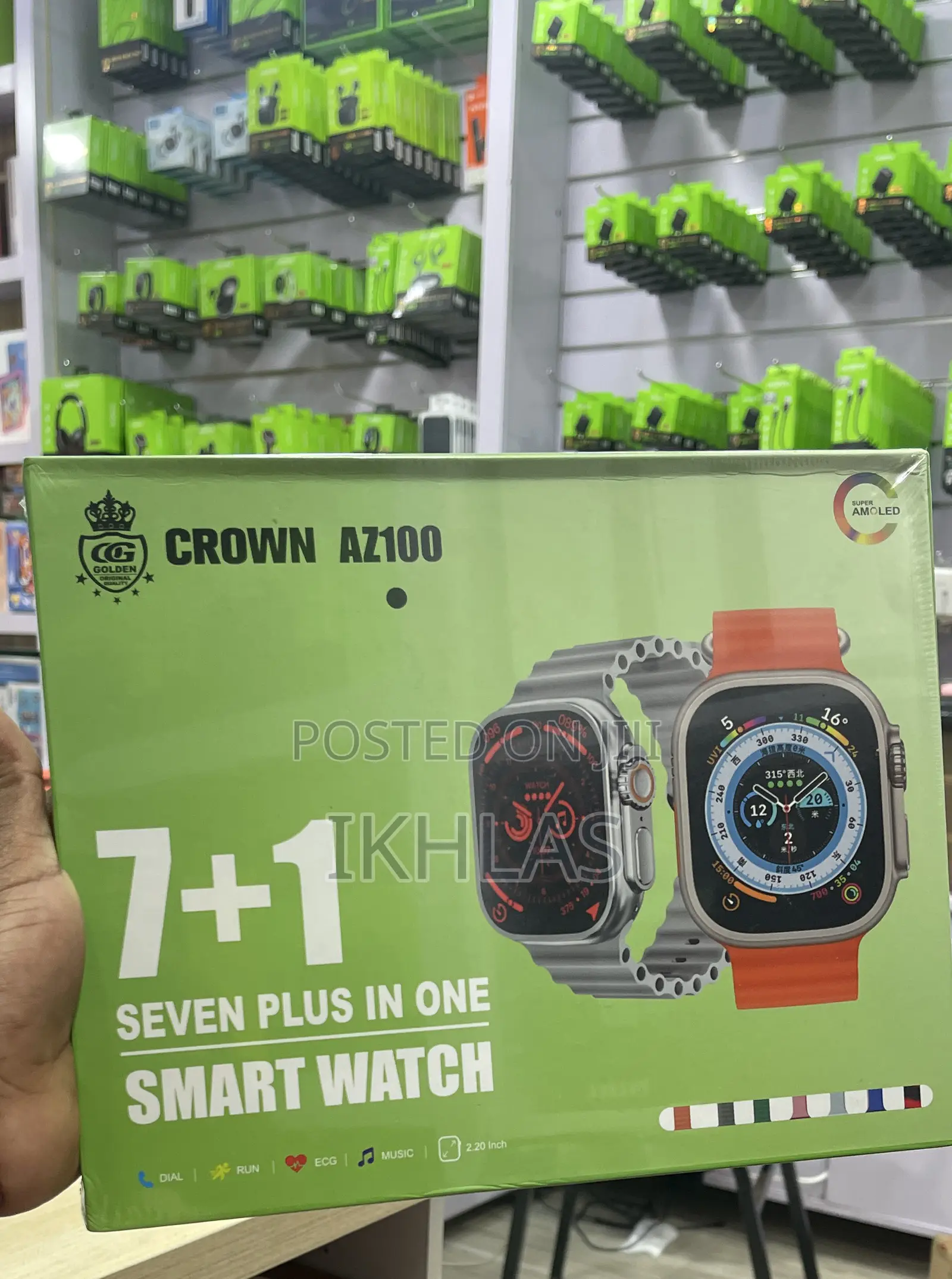 Crown Az100 Smartwatch With 7 Straps