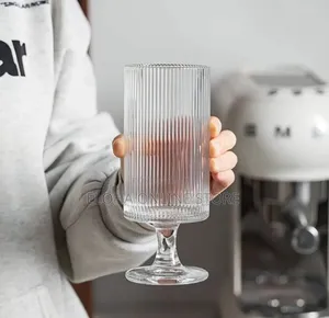 Set of 6 Ribbed Glasses All Purpose Water Goblet Cups