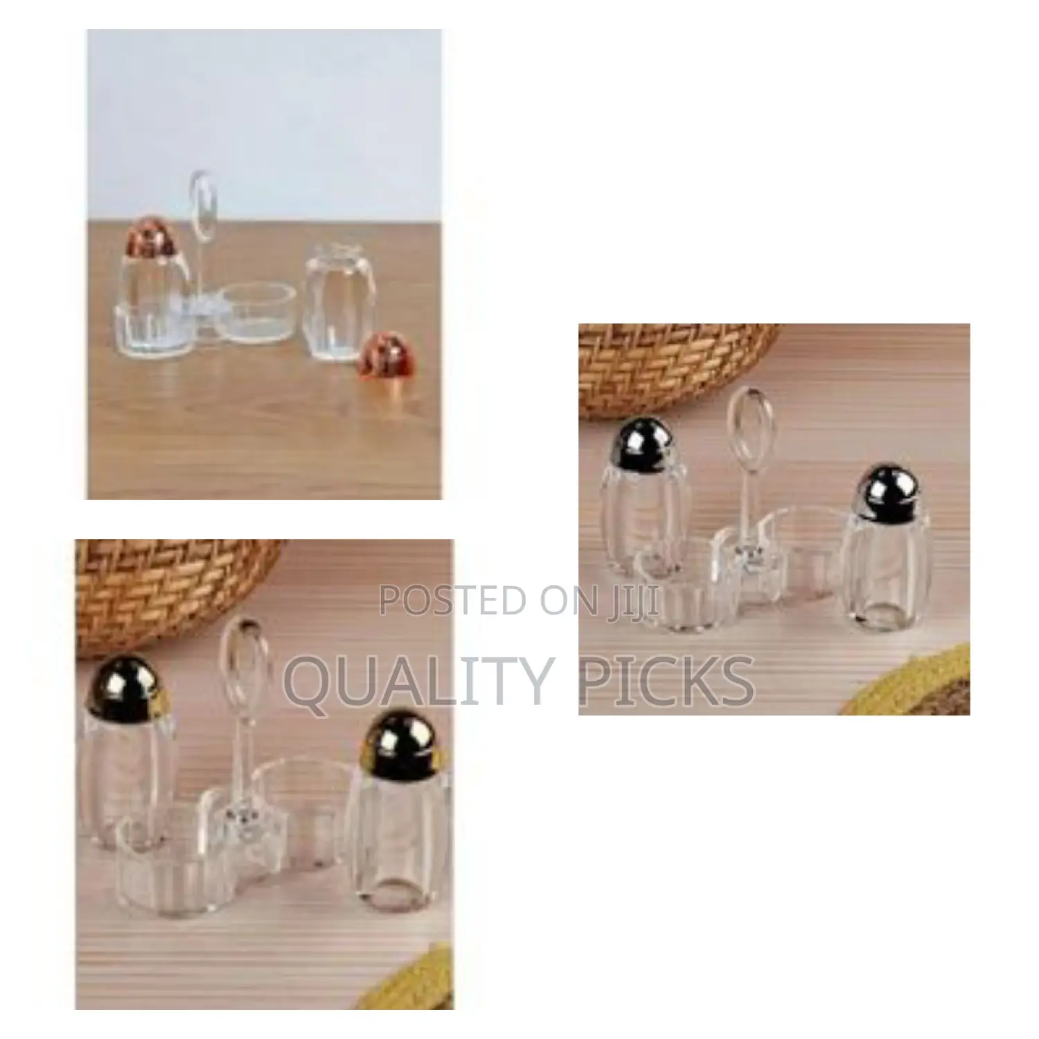 Acrylic Salt and Pepper Shakers Set With Tray for Dining
