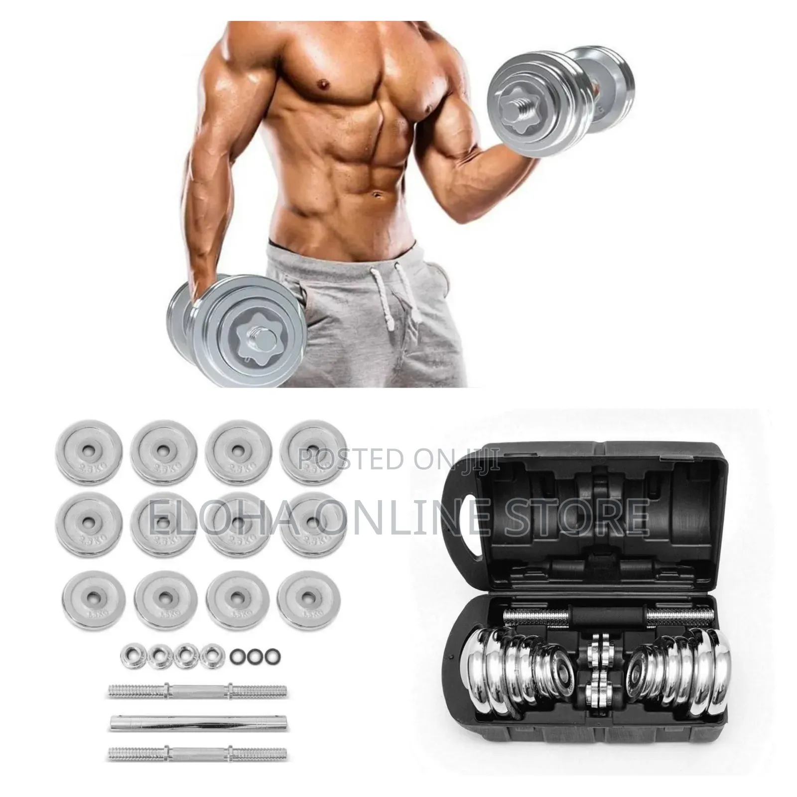 15kg Chrome Adjustable Durable Pure Iron Plated Weight Dumbells