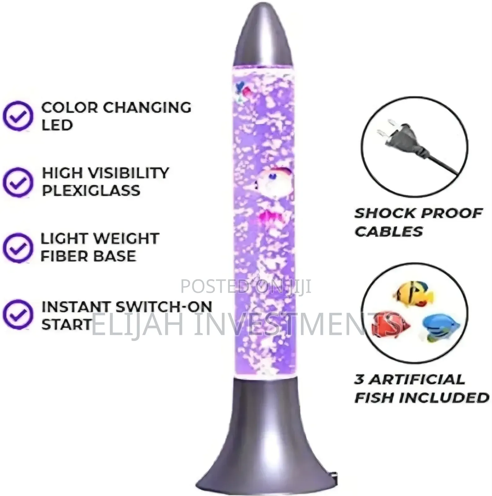 Rocket-Shaped Led Bubble Fish Lamp