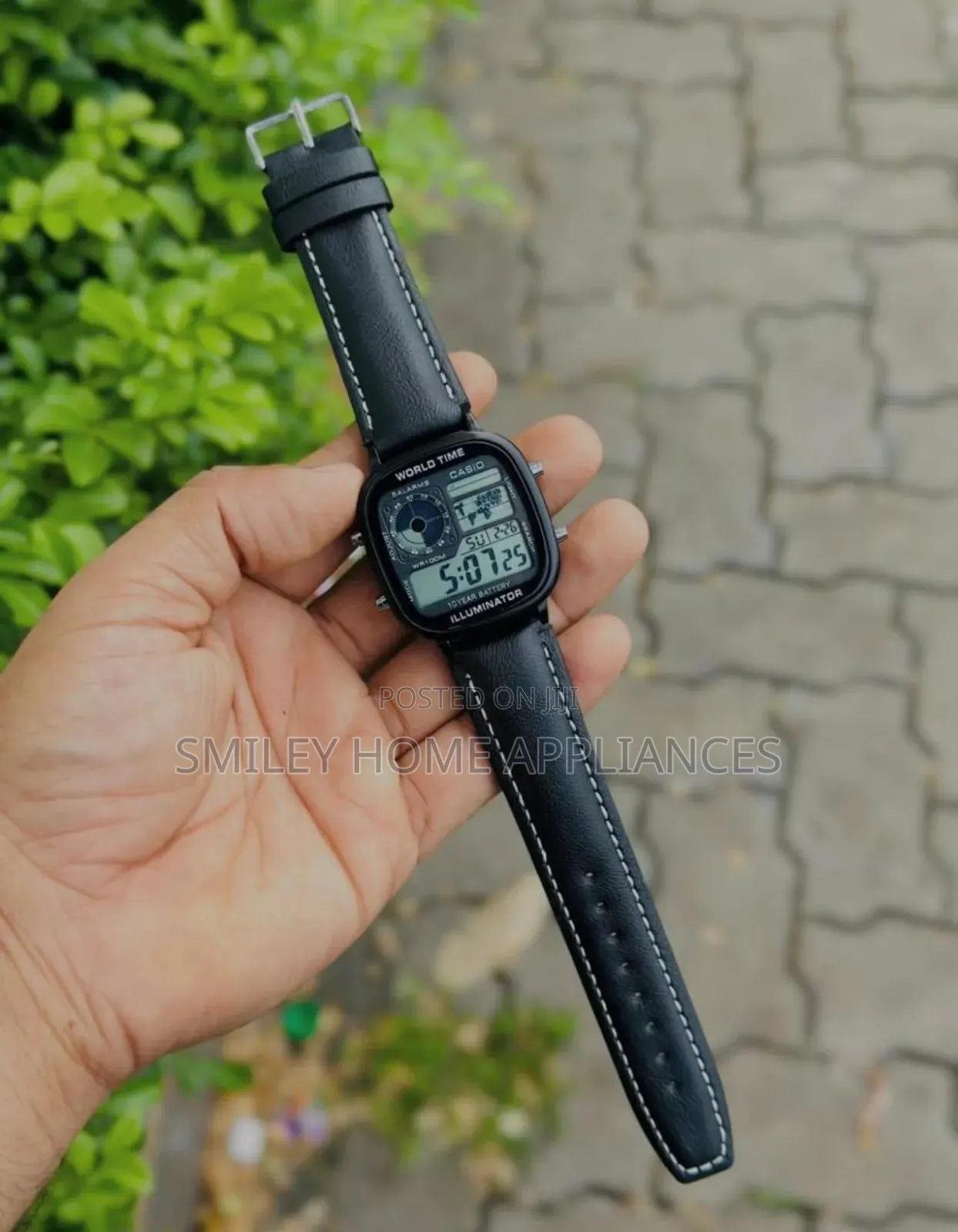 Men's Original Casio Black Leather Strapped Digital Time Piece