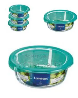 Set of 3 Round Glass Food Storage Containers - Transparent