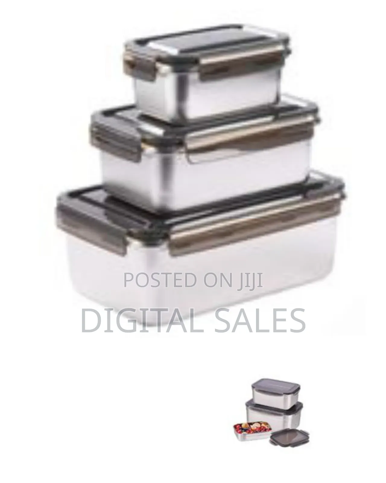 Premium 3-Piece Stainlessfood Storage Container Set With Airtight Lids