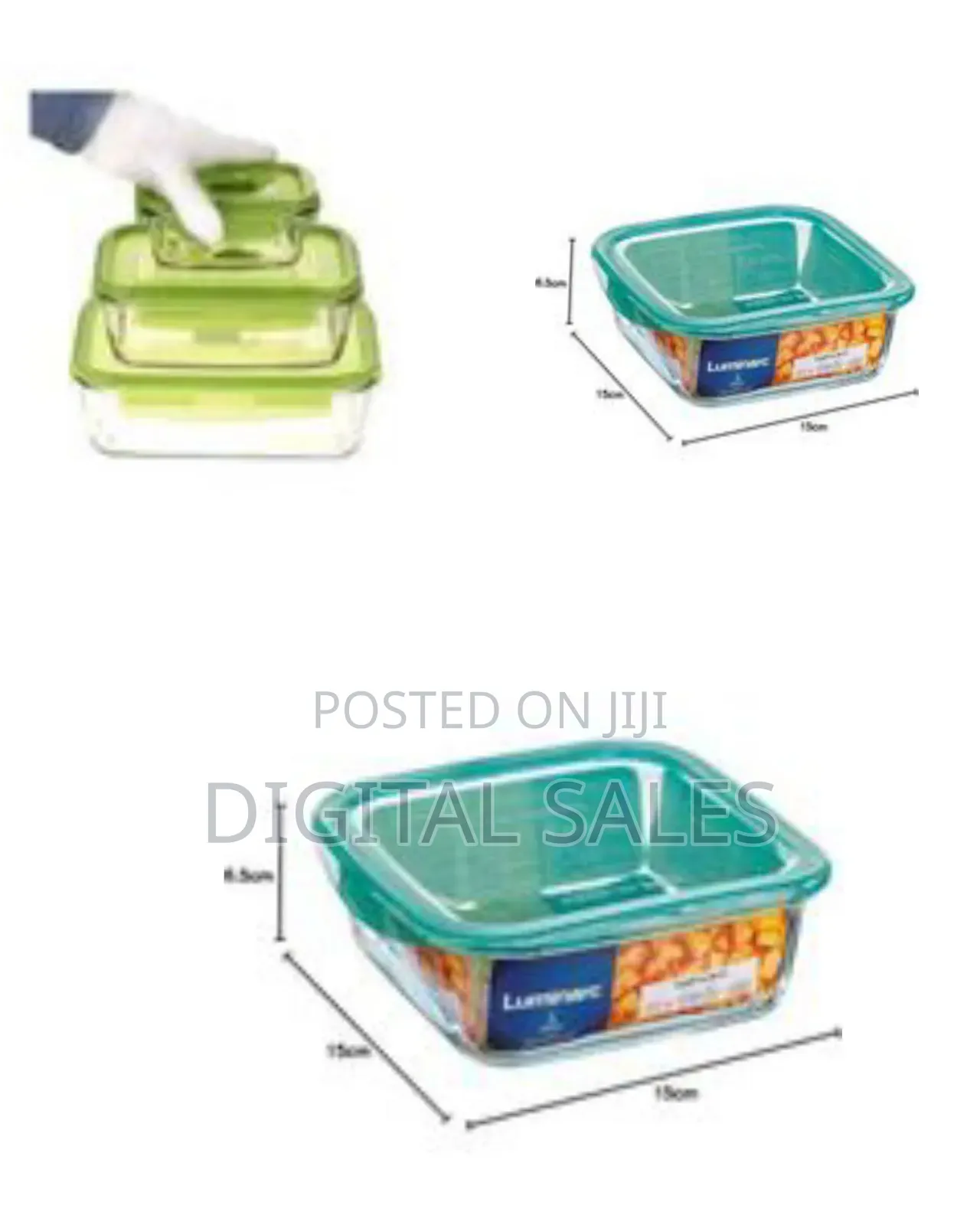 Set of 3 Glass Food Storage Containers With Lids