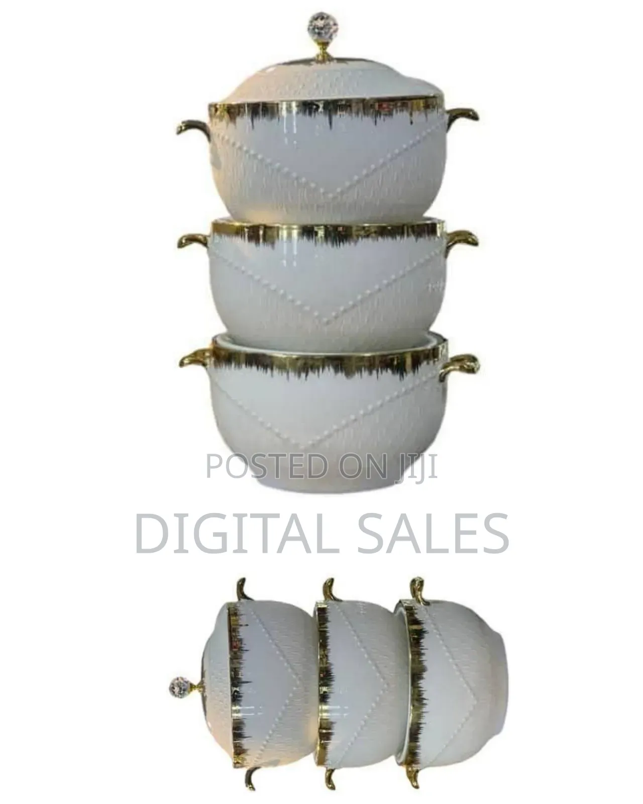 Elegant Stacking Ceramic Serving Dishes / Tureens Set - Multicolor