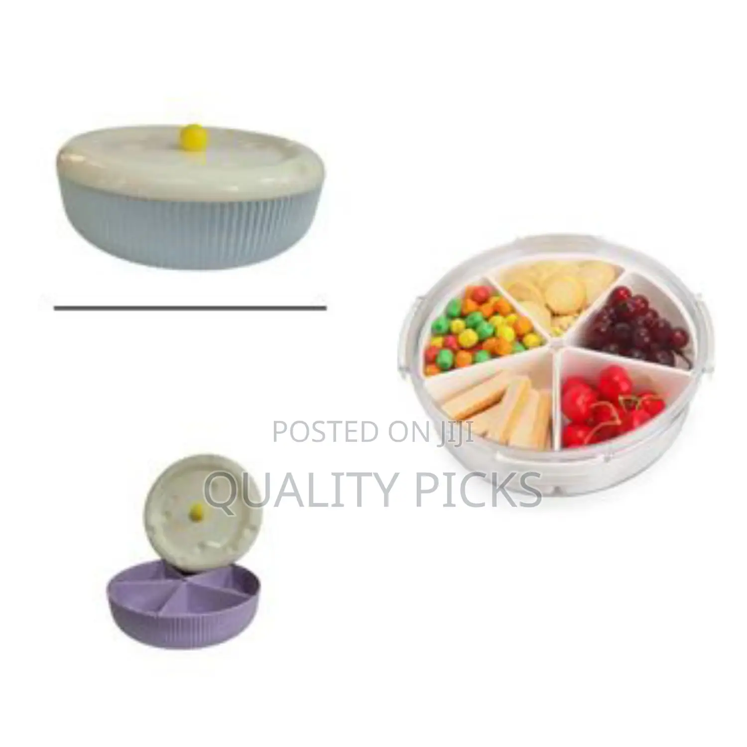 Divided Serving Tray Plate With Lid, Removable Divided Platter