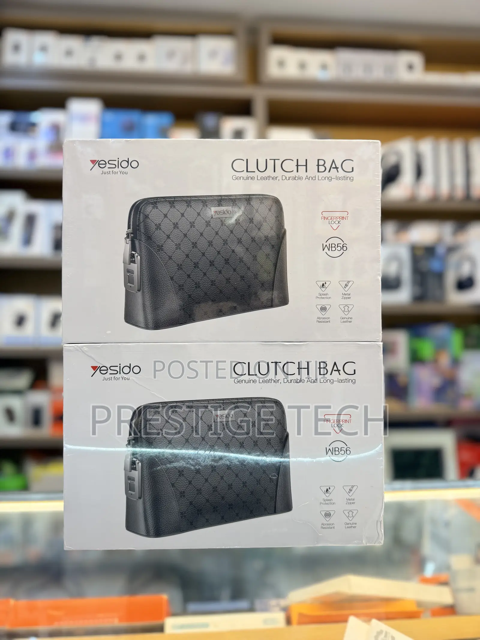 Yesido Fingerprint Clutch Bag Genuine Leather Pouch Bag